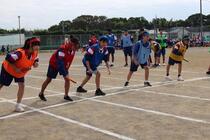 男女混合リレーのスタート