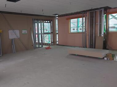 教室棟　内装工事　ボード貼り