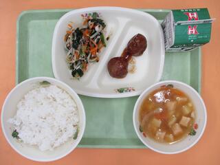 ご飯 ・牛乳 ・肉団子・ 和風サラダ・ どさんこ汁