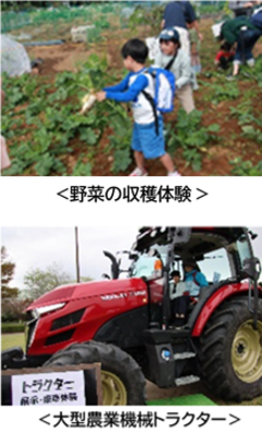 トラクターと収穫の様子