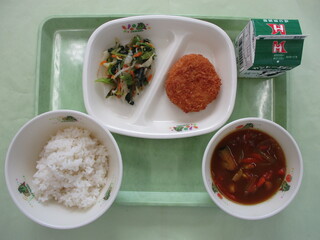 ご飯・牛乳・いかカツ・冬野菜のおひたし・スープカレー