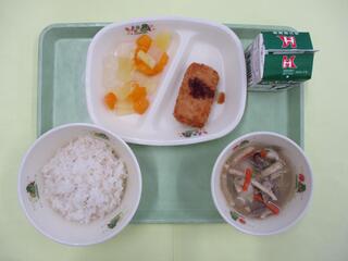 麦ご飯・ 牛乳・ がんす・ だんご汁・ 広島レモンゼリーミックス