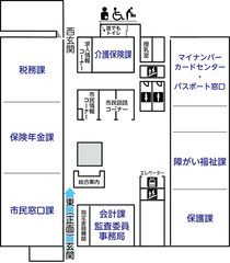 1�K�ɂ́A�Ŗ��ہA�ی��N���ہA�s�������ہA���ی��ہA�}�C�i���o�[�J�[�h�Z���^�[�E�p�X�|�[�g�����A�Ⴊ�������ہA�ی�ہA��v�ہA�č��ψ������ǂ�����܂�